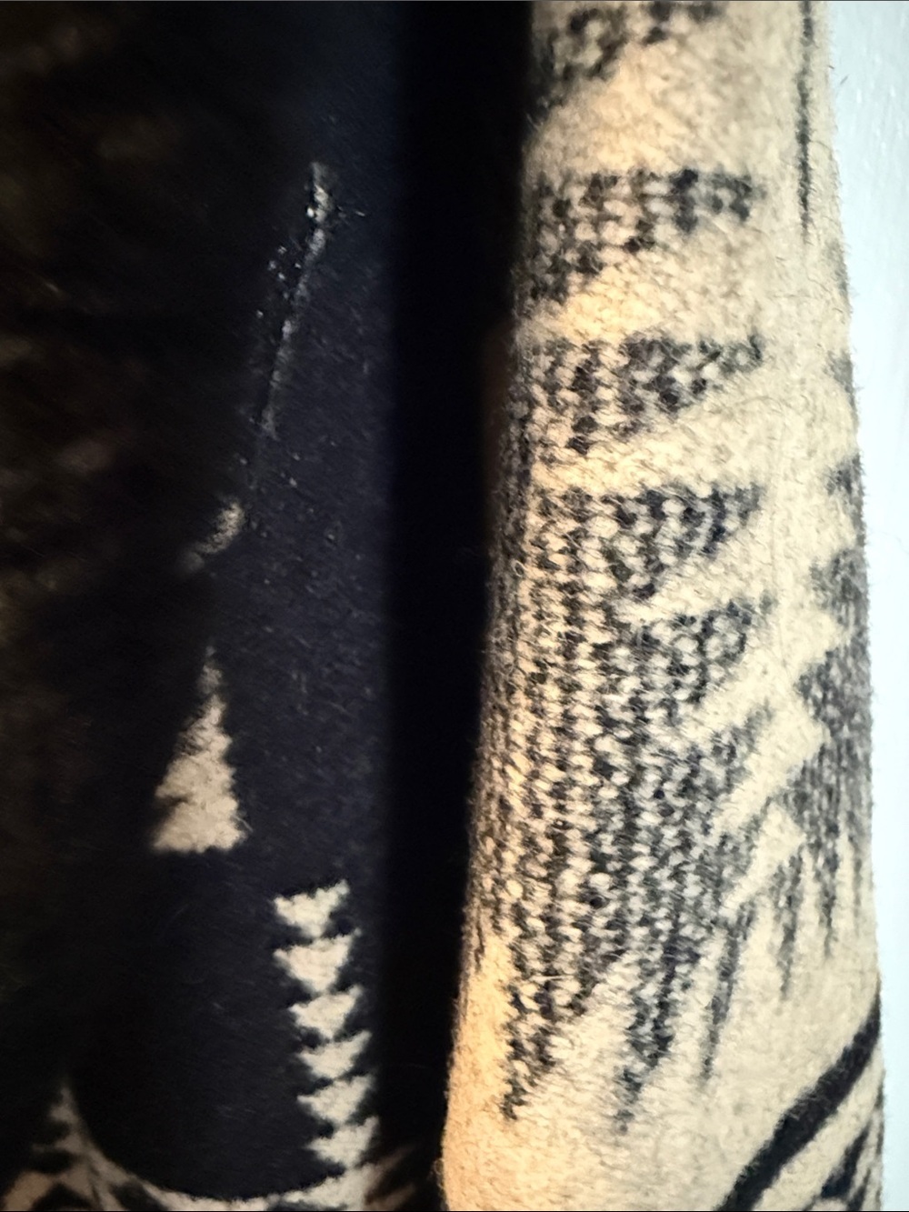 Pendleton Black and Cream Southwestern Peacoat with Plush Shawl Collar - Picture 6 of 9